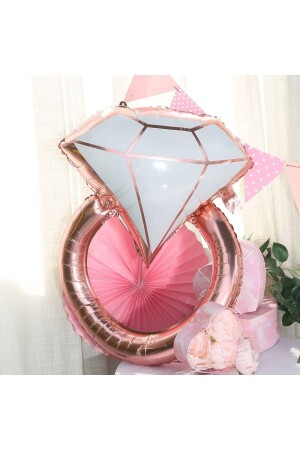 حلقة من الـ MNZ-Solitaire الزهرة الذهبية لون الماس الفول البالونات العروسة العروسية - Huzur Party Store