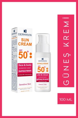 MNZ-SPF 50 واقية الوجه والجسم كريم شمسي حساس الجلد 100 مل - Dermavia