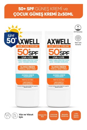 MNZ-SPF 50+ 2 حزمة الفرصة مجموعة مضادة للدليل مرطبة عالية الحماية من الشمس كريم 50 مل - Axwell