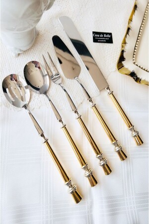MNZ-Steel 5 Piece Gold Service Set TR4909 - CASA DE BELLA