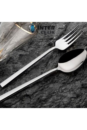 MNZ-Steel Nil Model 30 Piece Fork & Spoon Set EROLHOMEE9855 - İnter