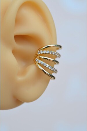 MNZ-Stoned Multiple Earcuff Compressed Cartilage Earring Gold Color (أقراطية أذن متعددة المكبسطة) - Sacce Scarves&Accessories