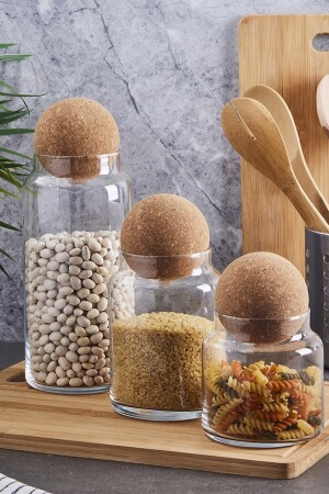 (MNZ-Sughero) ، وعاء زجاجي ذو غطاء من الفلفل و (Spice Set) ، 3 قطع، وعاء زجاجي ذو غطاء من الف - Perotti