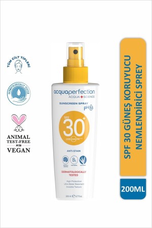 MNZ-Sunscreen Spray Spf30 200ml Uva UVB Protection - مقاوم للمياه - مضاد للسمج - Acqua Perfection
