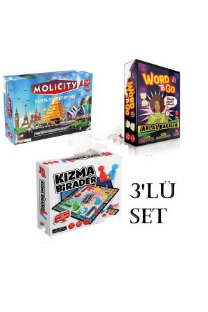 MNZ-Super مجموعة من 3 التجول العقارات تداول اللعبة Ludo كلمة للذهاب (TABOO) BND008 - Bundera