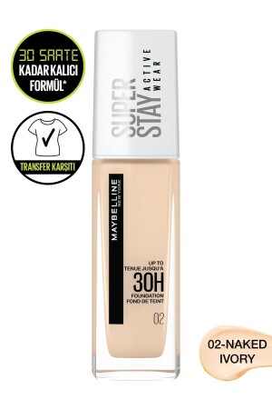 (MNZ-Super) البقاء نشطاً ارتداء 30 ساعة مؤسسة 02 عريضة العاج - Maybelline New York