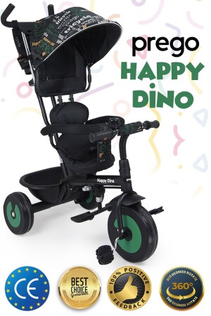 MNZ-T307 Happy Dino Push Bike - أخضر - Prego