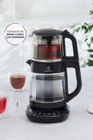 MNZ-Tea Lover 3 في 1 يتحدث زجاجية ألوان مشينة الشاي الجرافيت - Karaca