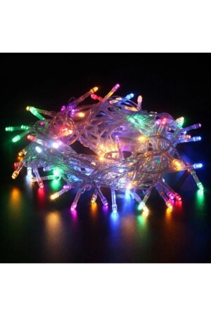 MNZ-TEMALİFE 100 LED 10 مترات وصلة RGB 8 مصباح تزيين وظيفي مصباح التزين التزين رمضان - Temalife