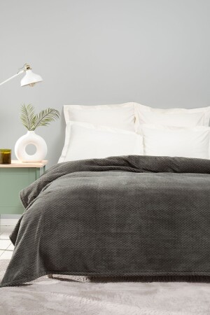 MNZ-Theoline Khaki Double Welsoft Jacquard Blanket 200 21.01.0209 - Karaca Home