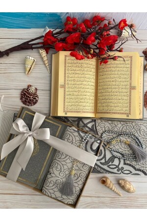 MNZ-Thermo الجلد القرآن القطن الصلاة السجادة اللؤلؤ الوردية حزمة هدية المعدات المنزلية المفهوم 70 x 110 - DuhaİslamiHediyelik