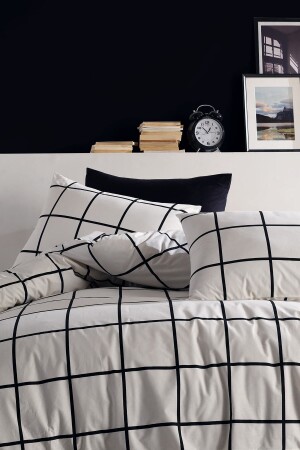 MNZ-Tile Black 100% القطن Ranforce King Size Duvet Cover Set 240x220 - Cote Blanc
