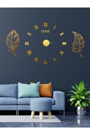 مجموعة MNZ-Time 3D ساعة رقمية رومانية و 2 مجموعة لوحة اللوحة (GOLD) - Wooden Factory