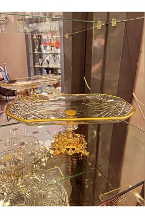 MNZ-Timeless Baton Metal Footed Gold Presentation Bowl - تقديم القمامة سلسلة - Paşabahçe