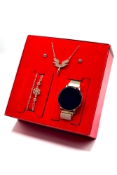MNZ-Touch Women's Wristwatch قلادة عنق وسلادة أذن Set mortaşlı - wesscollection