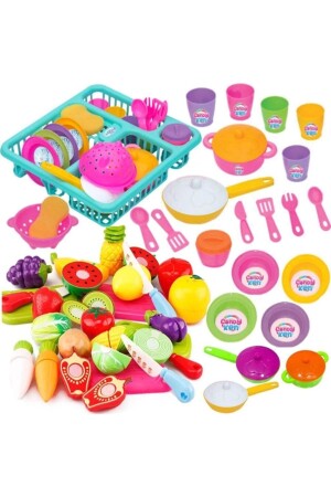 مجموعة من الأطباق من طراز MNZ-Toy Rack Plate Pot Set + 22 قطعة من ألعاب القصص الفواكه الخضروات - Dede