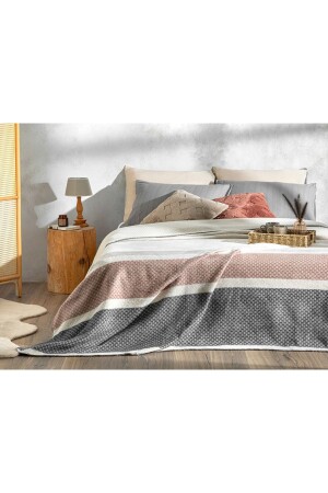 MNZ-Triple Stripe Scotch غطاء مزدوج 200x220 سم براون-انثراكيت 10036800 - English Home