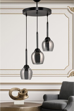 MNZ-Triple Tray Pendant Lamp شمعة التدخين الأسود الصنوبر DDÜÇTPSSYHFC - DEDE