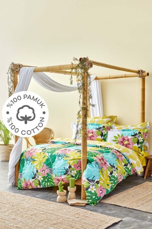 MNZ-Tropic Green 100% Cotton Double Duvet Cover Set 200 18. 01. 0635 - Karaca Home