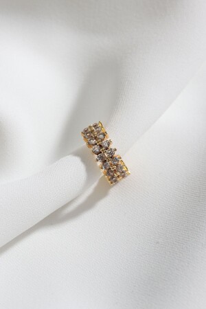 MNZ-Two Row Stone واحد ضغط الذهب الخشاشات الاذن - Süspüs Accessories