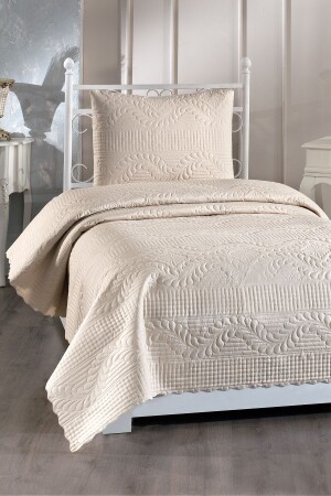 MNZ-Ultrasonic Quilted Sena غطاء سريري واحد مفتوح كابوتشينو CD446718 - Çeyiz Diyarı