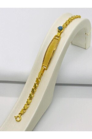 (MNZ-Unisex Baby Yellow Sequin Baby Tag Gold Bracelet) - (بيبي يلو سيكين) - (بيبي تَجْمَعَة الذهب) - Güler Kuyumculuk