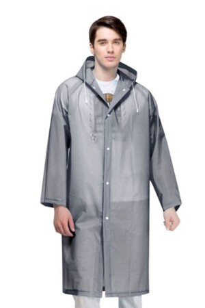 MNZ-Unisex Grey Eva Fabric المياه المقاومة للرياح معطف مطر 00385 - Dream Plus