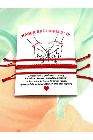 MNZ-Unisex Link of Destiny Red Thread - حزمة من 2 ماكروم مفصلة - الحظ سوار - زوج سوار - Farah Butik