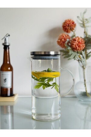MNZ-Vacuum Borasilicate Glass Jug مع غطاء معدني 1200 مل MTLSRH1200 - Nonni Home Art