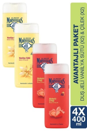 (MNZ-Vanilla Milk and Mediterranean Strawberry) غيل دش مرطوب ومطمئن PKTVNSTAKCLDNMST - Le Petit Marseillais