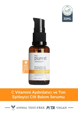 MNZ-Vit C إضاءة وتوازن اللون سيروم العناية 30 مل 10٪ حمض الأسكوربي والحمض الفيروليكي 0- 5٪ - The Purest Solutions