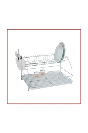 MNZ-White 2 Tier Kiwa Gold لا يتصدأ الكروم سلة الأطباق رف الفطيرة Fma06282 - Kiwa Metal