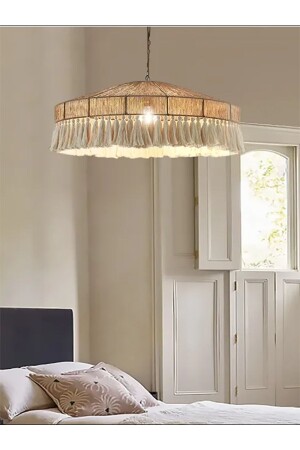 MNZ-Wicker و Macrame بوهيمية الروسيكية مخروطة Tassel Chandelier - Nylife