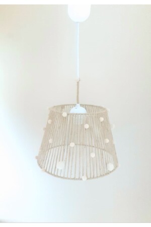 MNZ-Wicker Rope Wrapped Cream Pompom صمام الأطفال و الأطفال مصباح معلق صمام 056VZ - C&A