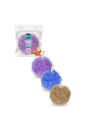 MNZ-Xlarge 3 Pack Pom Pom Bath Loofah BLMY02878NTRL - Balmy