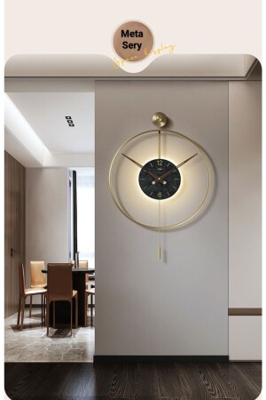 MNZ-Xxl Timelles 90*110 سم الذهب LED البطن الأسود، ساعة الحائط المزيّنة الحديثة Timelles-crystalGold - MetaQuartz Aksesuar