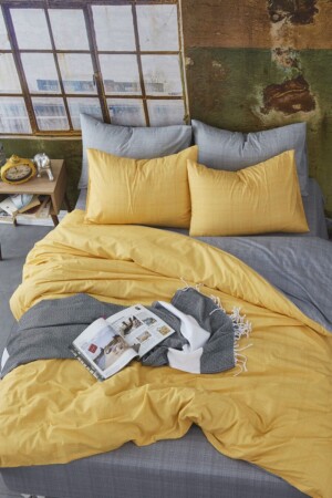 MNZ-Yellow Gray مضاعفة الجانبية مضاعفة غطاء غطاء 1017 - BONJARDİNHOME