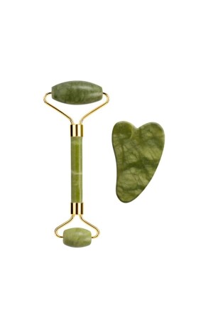 MNZ-Yeşim 100% حجر طبيعي أداة تدليك و قلب Gua Sha حجر الرعاية الوجهية - Beyzana