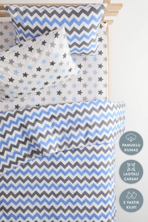 MNZ-Zigzag نمط القطن الواحد غطاء غطاء غطاء مع الأوراق المطوية - الأزرق - Favora
