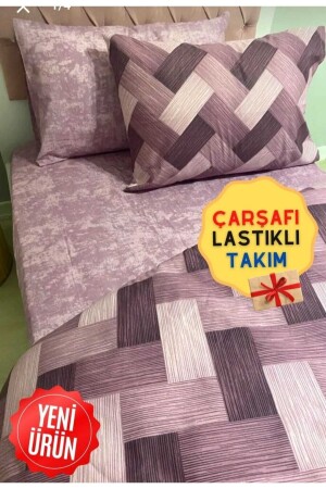 MNZ-Zigzag Plum 4 قطعة غطاء غطاء غطاء مع الأوراق المطوية لشخص واحد (100x200 سم) yenizigzak-nevrresimtk - GASEL ÇARŞI