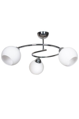 Mobile Modern Luxury Design Chrome Color White Glass Living Room - Kitchen - Bedroom 3-Piece Chandelier TYC00501952594 - Fer Avize