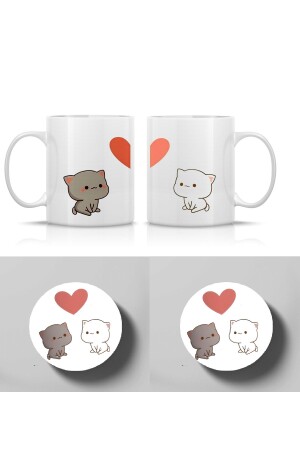 Mochi Cat Dear Friend Motto Couple Mug Set Mug Cup And Coaster 4 Pieces ggt23 - GünayStore