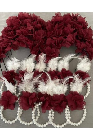 Modajico Burgundy Bridesmaid Bracelet and Bridesmaid Crown (6 PCS) - Eylülhome