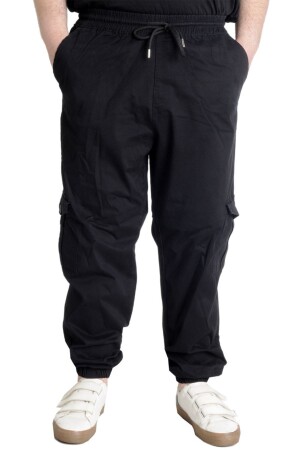 Mode Xl Büyük Beden Erkek Keten Kargo Jogger Valencia 21911 Siyah - Modexl