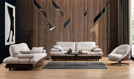 Modena Sofa Set - Cream Brown - Cadde Yıldız