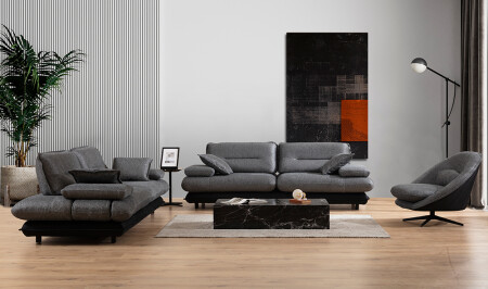 Modena Sofa Set - Gray Black - Cadde Yıldız