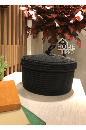 Moderin, Jüt, Hasır Kapaklı Sepet , El Dokuması, Çok Amaçlı Depolama Mutfak Sepeti, Banyo Sepeti, HTSEPET-E001 - HomeTurko