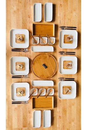 Modern 45 Piece Bamboo Porcelain Breakfast Set for 6 People TR3807 - CASA DE BELLA