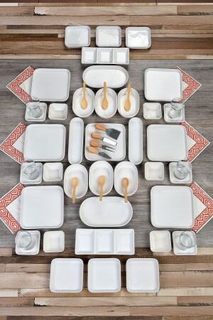 Modern 49 Piece Ceramic Breakfast Set - Evimsepette