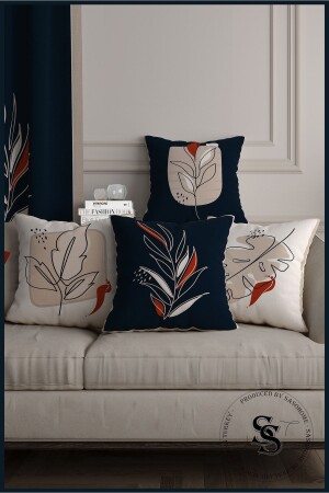 Modern Art Painting Models Leaf Design 4-Piece Digital Printed Throw Pillow Case Saso-016 - SasoHome